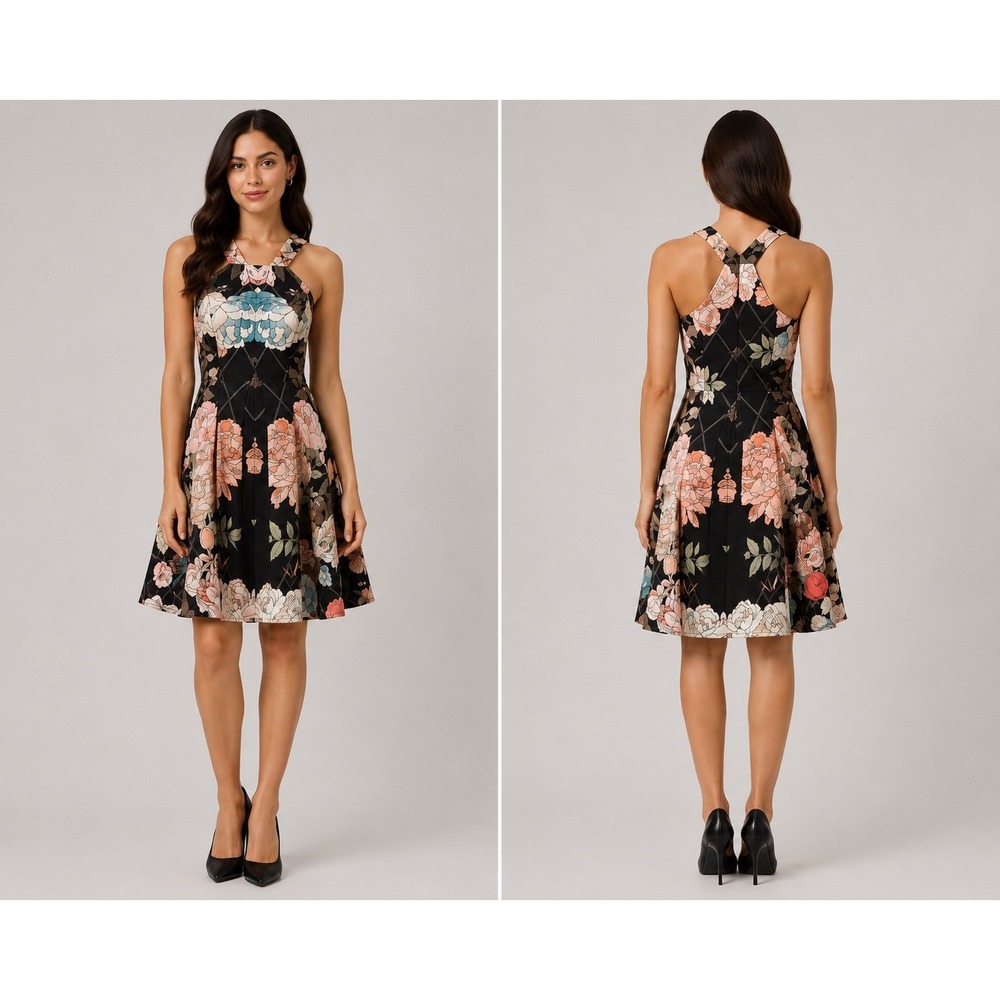 Keepsake‎ The Label Floral Halter Mini Dress Black Peach Teal KX141021D-PRT-F S